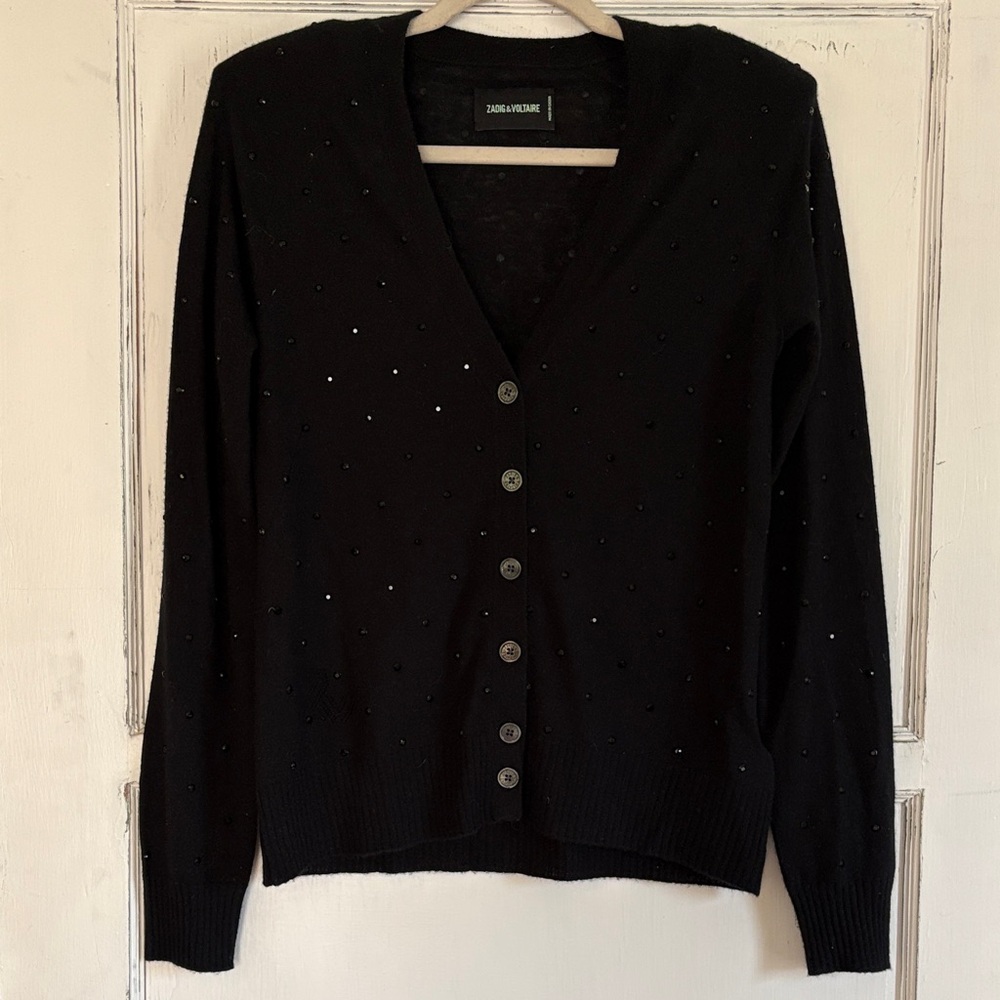 Zadig & Voltaire Jim Cashmere Crystal Studded Cardigan XS - Picture 5 of 11